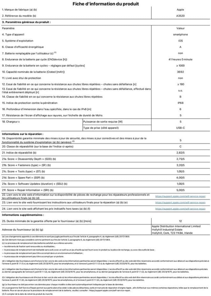 Apple iPhone 17 256 Go : Écran 6,3 Pouces, Puce A19, Caméra Avant Center Stage, Meilleure résistance aux Rayures, Autonomie d’Une journée ; Noir