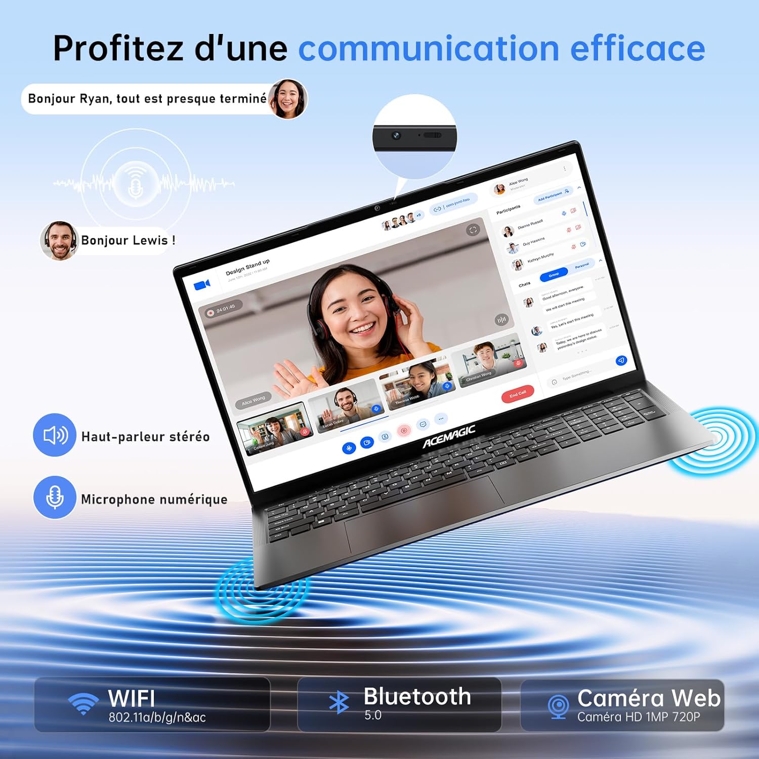 ACEMAGIC Ordinateur Portable 17,3 Pouces PC Portable 16 Go Ram DDR4 512 Go SSD Extension 2TB 4 cœurs N-97,(Jusqu'à 3.6Ghz) Capacité de 6000Mah,3*USB3.2,BT5.0,HDMI,Laptop Argenté