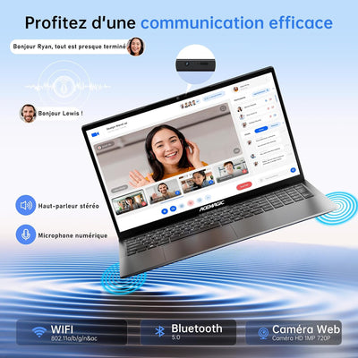 ACEMAGIC Ordinateur Portable 17,3 Pouces PC Portable 16 Go Ram DDR4 512 Go SSD Extension 2TB 4 cœurs N-97,(Jusqu'à 3.6Ghz) Capacité de 6000Mah,3*USB3.2,BT5.0,HDMI,Laptop Argenté