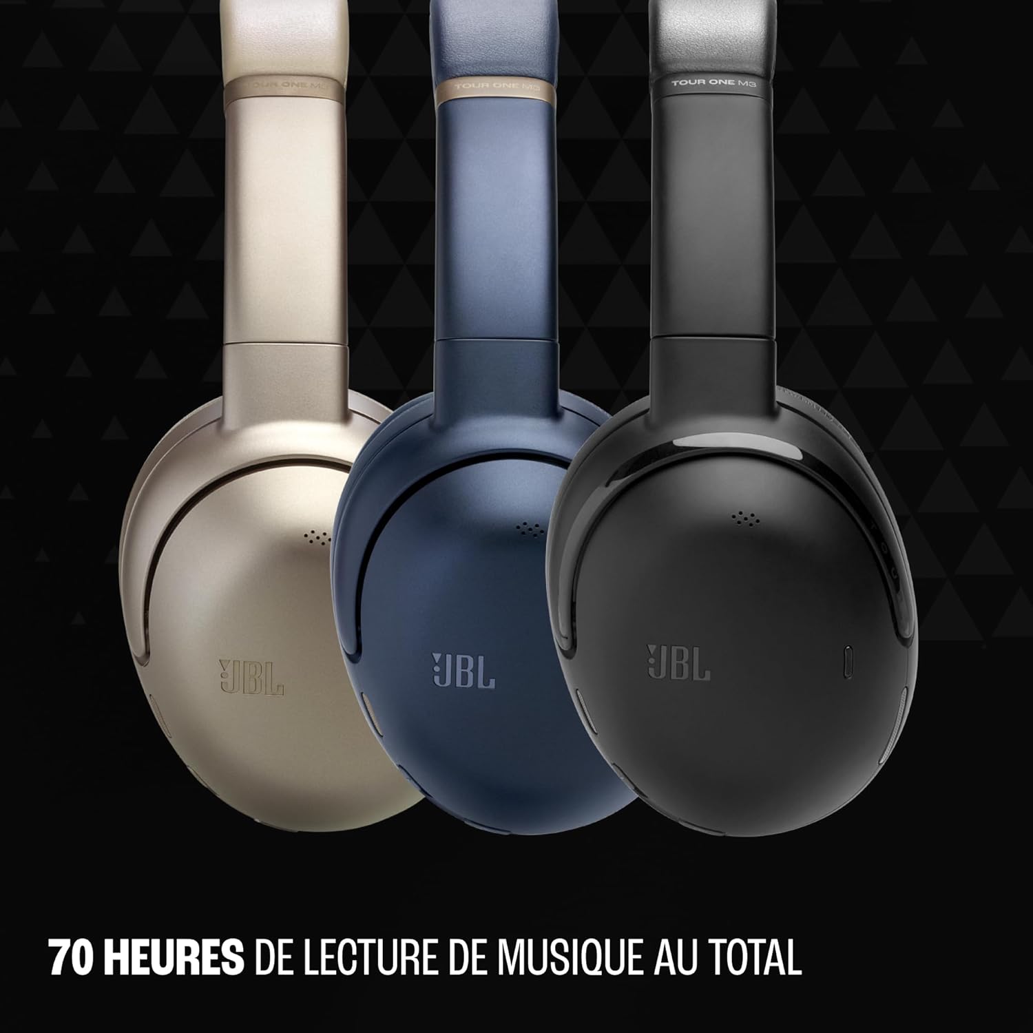 JBL Tour One M3, Casque Bluetooth sans Fil Supra-auriculaire, réduction adaptative du Bruit, 70 h d’autonomie, Confort Optimal, Son Spatial 360, Suivi des mouvements, Compatible USB-C, Noir