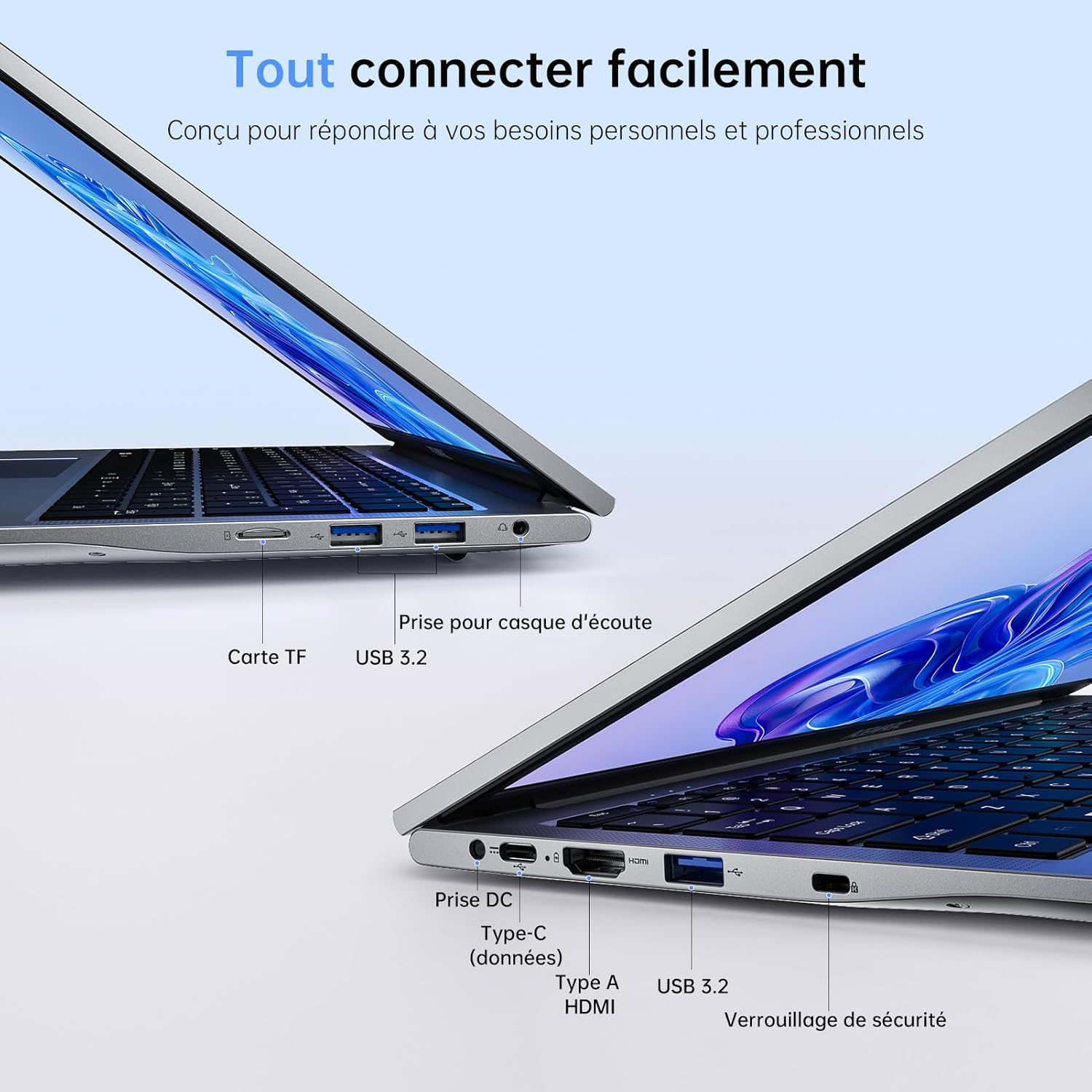 ACEMAGIC Ordinateur Portable 17,3 Pouces PC Portable 16 Go Ram DDR4 512 Go SSD Extension 2TB 4 cœurs N-97,(Jusqu'à 3.6Ghz) Capacité de 6000Mah,3*USB3.2,BT5.0,HDMI,Laptop Argenté