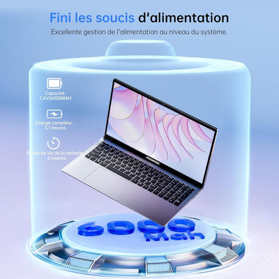 ACEMAGIC Ordinateur Portable 17,3 Pouces PC Portable 16 Go Ram DDR4 512 Go SSD Extension 2TB 4 cœurs N-97,(Jusqu'à 3.6Ghz) Capacité de 6000Mah,3*USB3.2,BT5.0,HDMI,Laptop Argenté