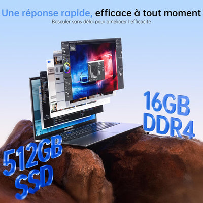 ACEMAGIC Ordinateur Portable 17,3 Pouces PC Portable 16 Go Ram DDR4 512 Go SSD Extension 2TB 4 cœurs N-97,(Jusqu'à 3.6Ghz) Capacité de 6000Mah,3*USB3.2,BT5.0,HDMI,Laptop Argenté