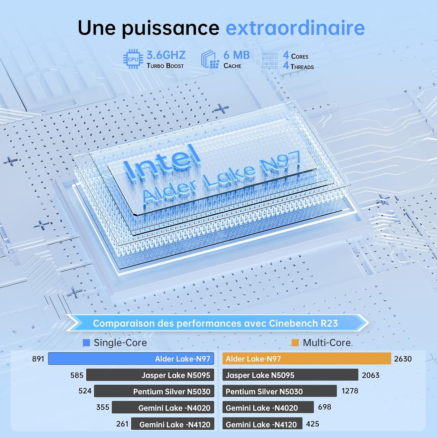 ACEMAGIC Ordinateur Portable 17,3 Pouces PC Portable 16 Go Ram DDR4 512 Go SSD Extension 2TB 4 cœurs N-97,(Jusqu'à 3.6Ghz) Capacité de 6000Mah,3*USB3.2,BT5.0,HDMI,Laptop Argenté